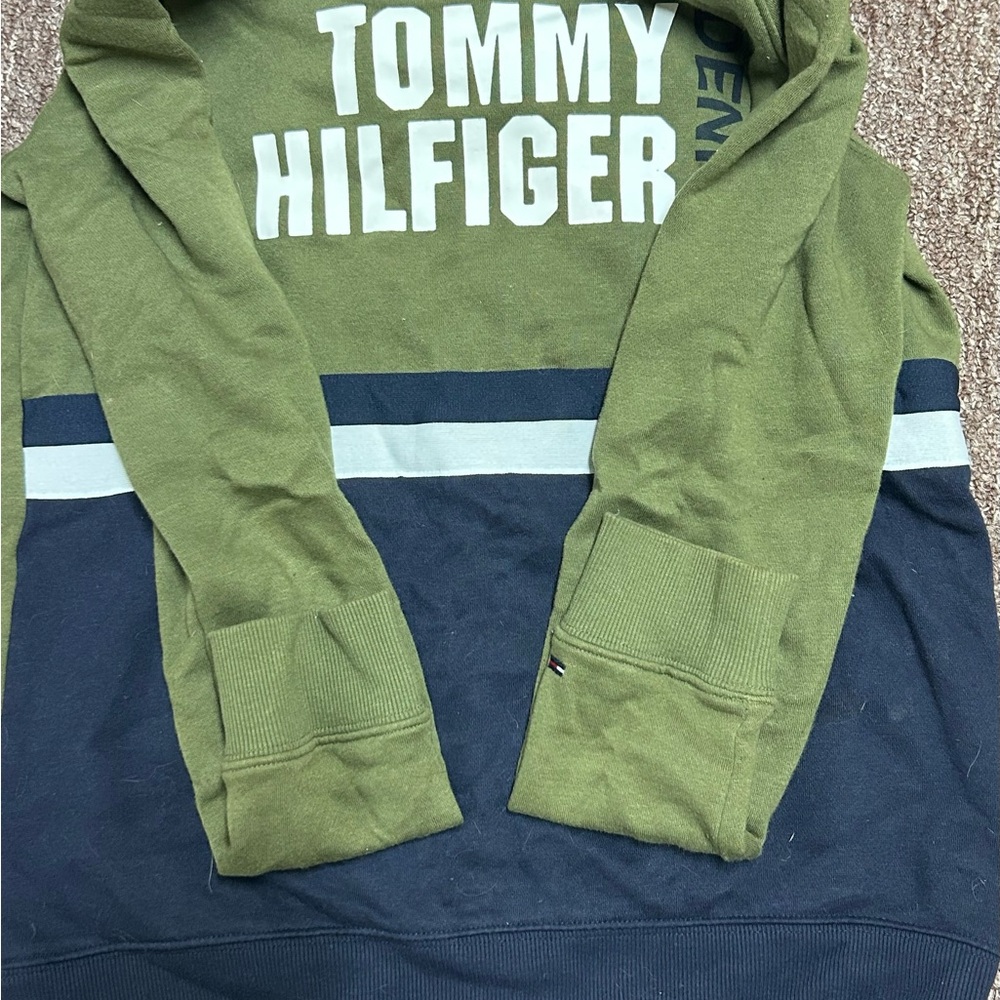 Tommy Hilfiger Boxy Green and Blue Hoodie